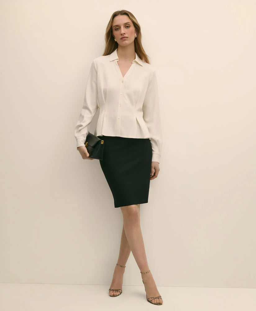 Viscose Pleated Peplum Blouse | Brooks Brothers for sale