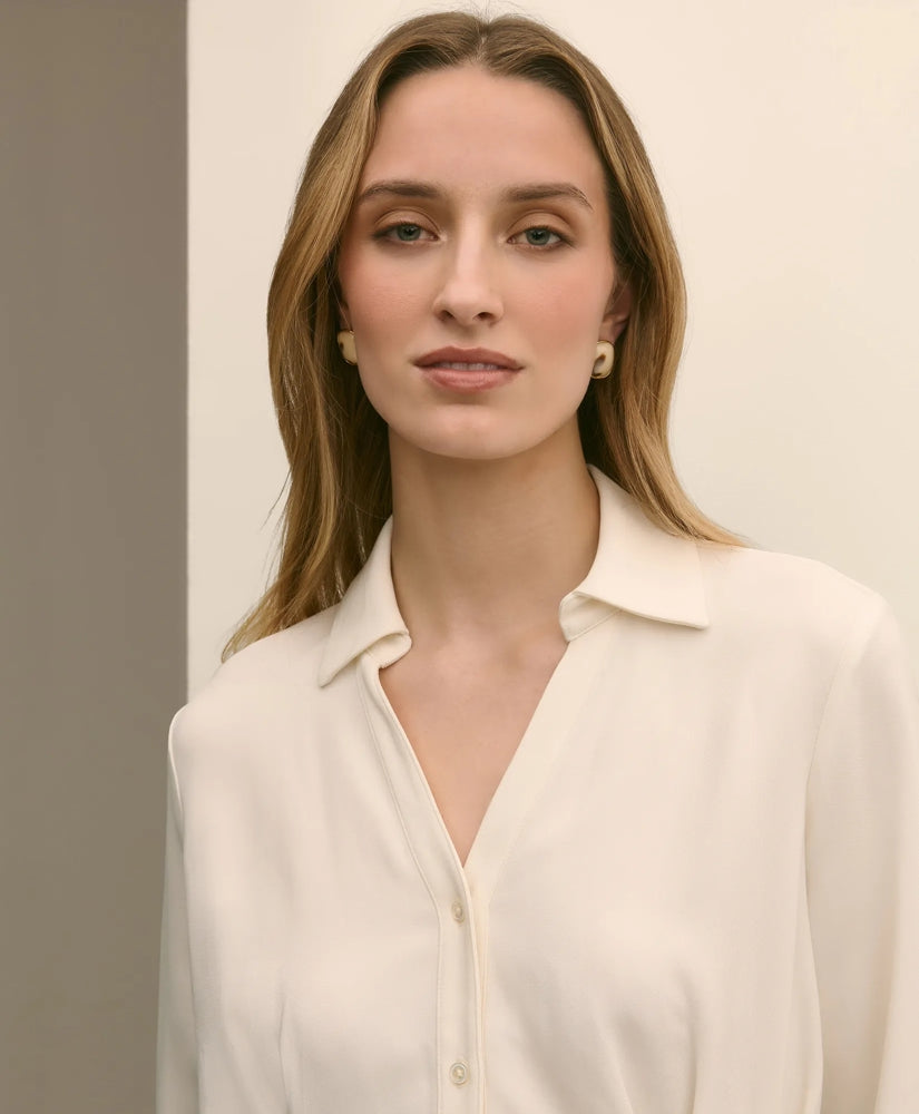 Viscose Pleated Peplum Blouse | Brooks Brothers for sale