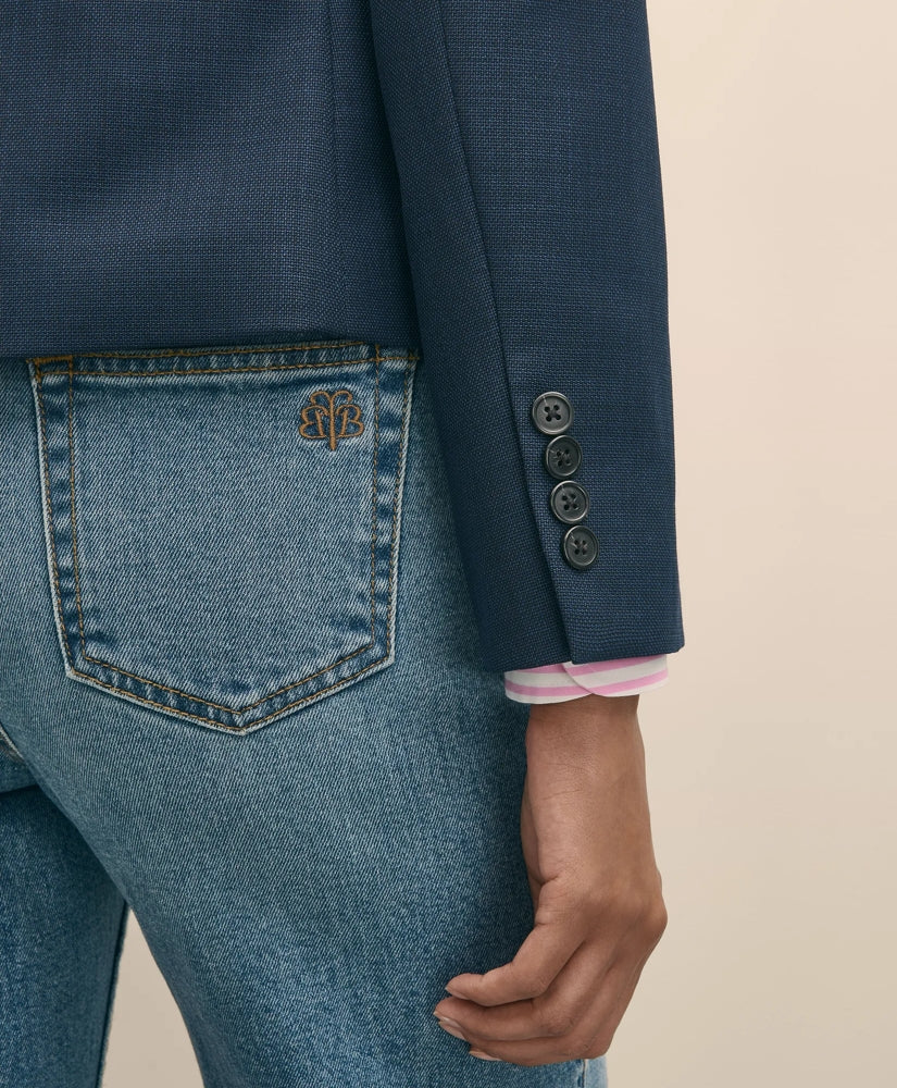 Wool-Blend Shrunken Fit Hopsack Jacket | Brooks Brothers online