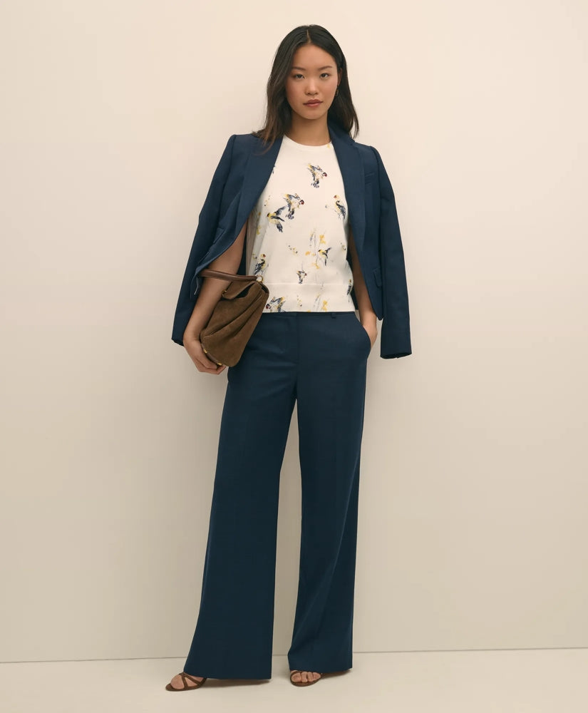 Wool Blend Hopsack Wide-Leg Pants | Brooks Brothers outlet