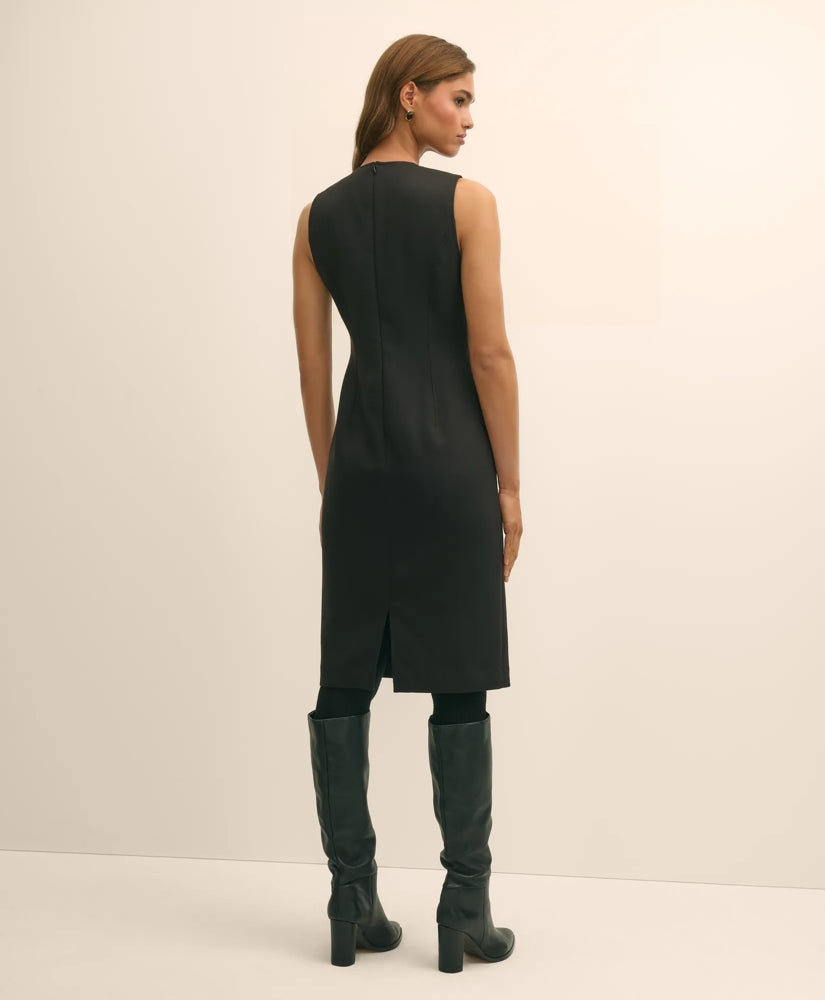 Wool Blend Horsebit-Trim Sheath Dress | Brooks Brothers online