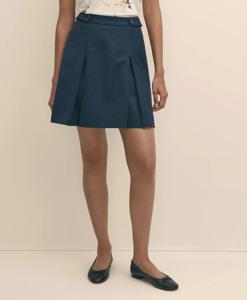Wool Blend Pleated Hopsack A-Line Skirt | Brooks Brothers for sale