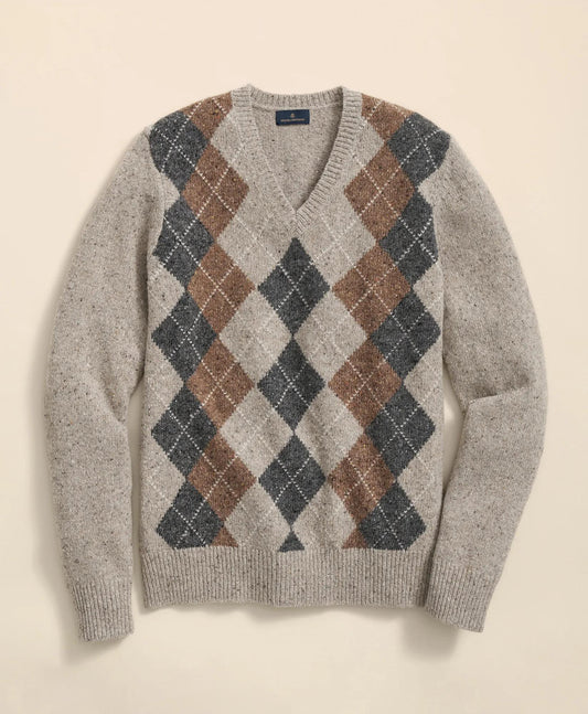 Wool Blend V-Neck Argyle Sweater | Brooks Brothers for sale