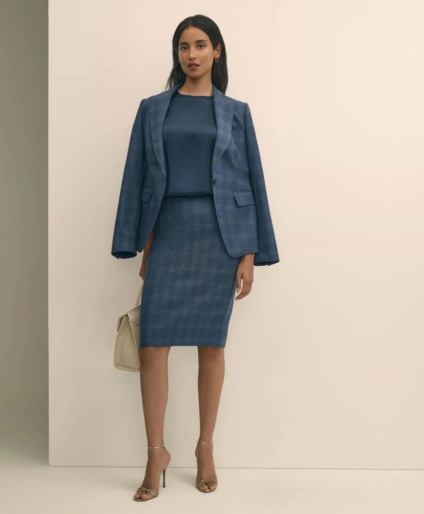 Wool-Silk Blend Plaid Pencil Skirt | Brooks Brothers discount