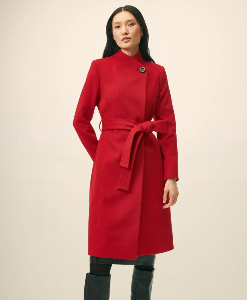 Wrap Coat in Water-Repellent Brushed-Twill Wool | Brooks Brothers outlet
