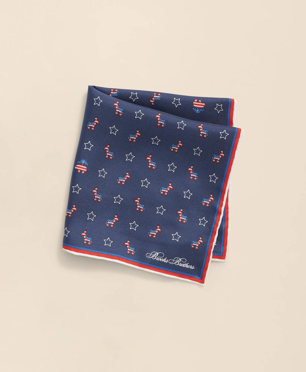 Donkey Motif Silk Pocket Square | Brooks Brothers online shop