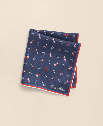 Donkey Motif Silk Pocket Square | Brooks Brothers online shop