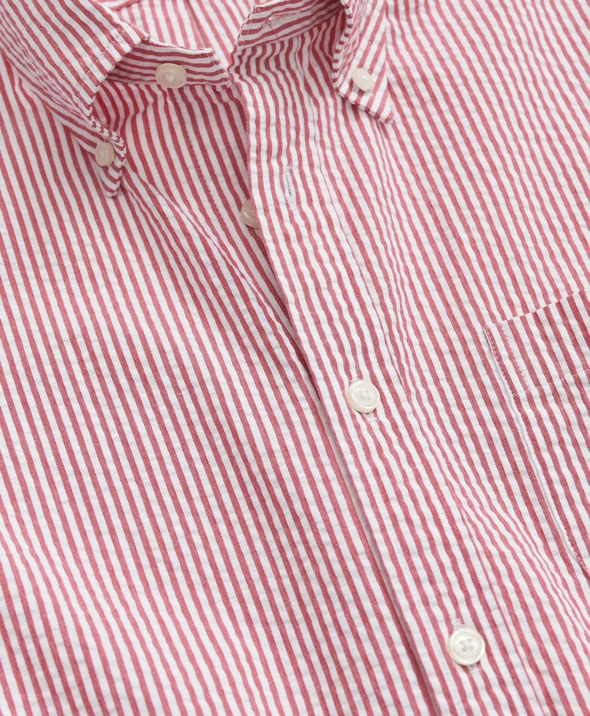 Washed Cotton Seersucker Button-Down Collar, Stripe Short-Sleeve Sport Shirt | Brooks Brothers online shop