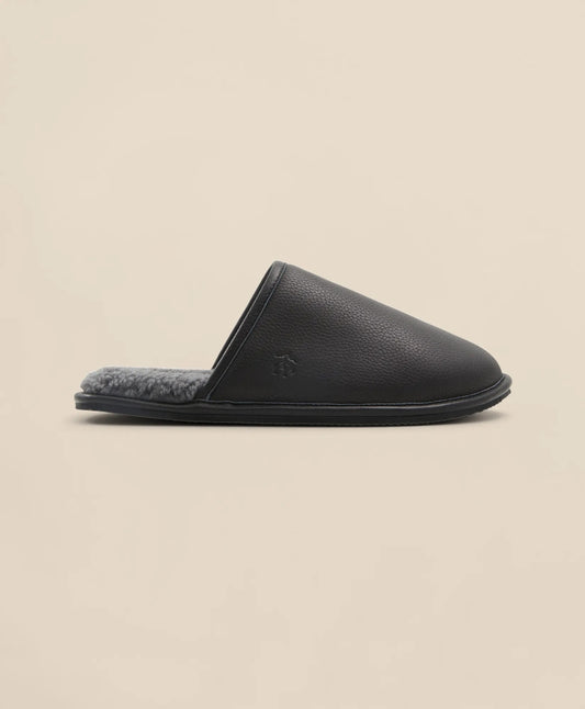 Shearling Lined Leather Slippers | Brooks Brothers outlet