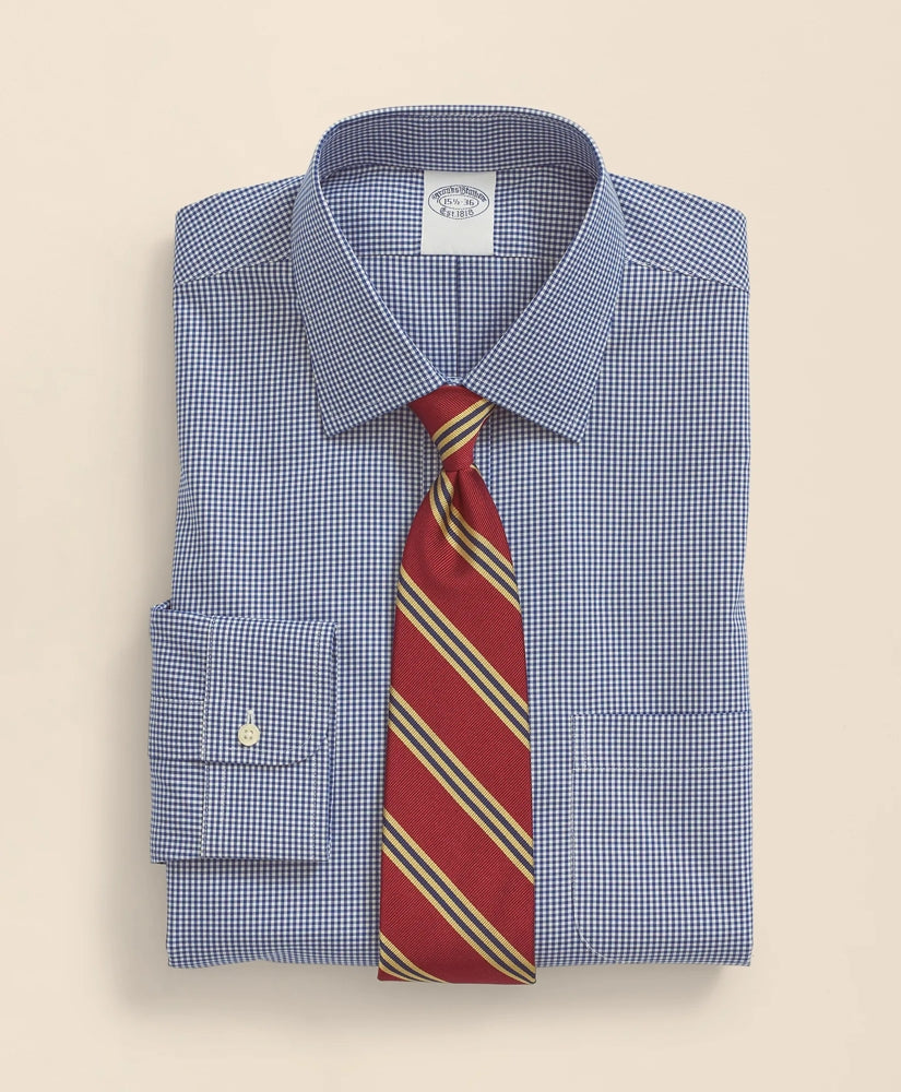 Stretch Supima® Cotton Non-Iron Pinpoint Oxford Ainsley Collar, Gingham Dress Shirt | Brooks Brothers online