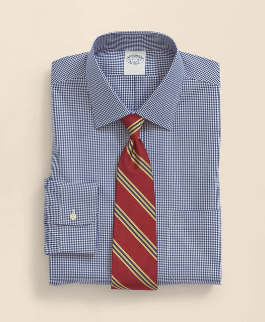 Stretch Supima® Cotton Non-Iron Pinpoint Oxford Ainsley Collar, Gingham Dress Shirt | Brooks Brothers online