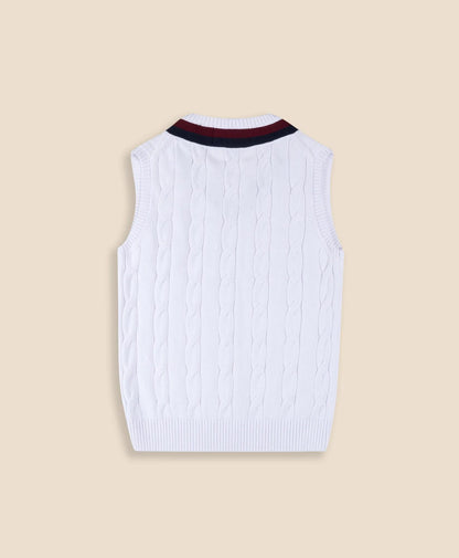 Boys Classic Cable Knit Tennis Vest | Brooks Brothers outlet