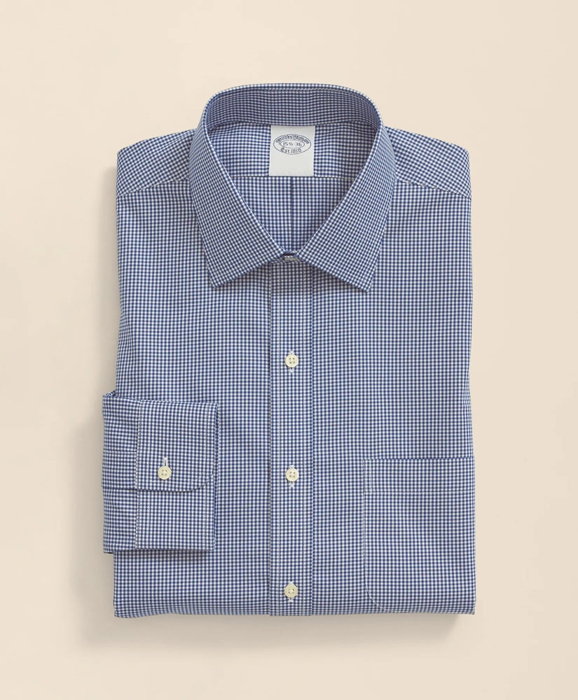 Stretch Supima® Cotton Non-Iron Pinpoint Oxford Ainsley Collar, Gingham Dress Shirt | Brooks Brothers online