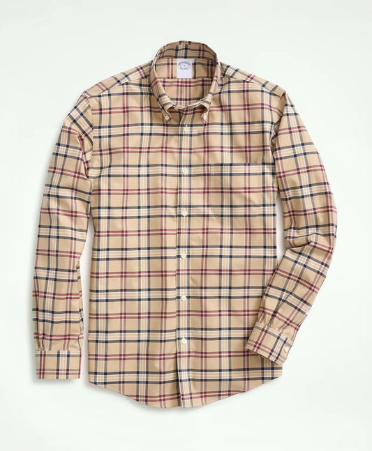 Stretch Supima® Cotton Non-Iron Twill Polo Button Down Collar, Tartan Shirt | Brooks Brothers for sale