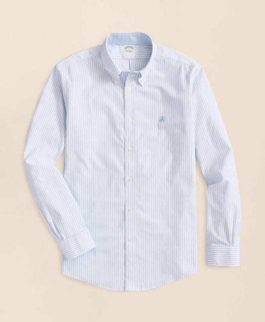 Stretch Non-Iron Oxford Button-Down Collar, Bengal Stripe Sport Shirt | Brooks Brothers discount