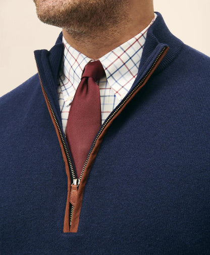 Big & Tall 3-Ply Cashmere Quarter-Zip Sweater | Brooks Brothers outlet
