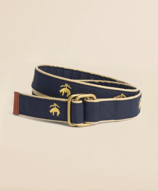 Embroidered Leather Tab D-Ring Belt | Brooks Brothers for sale