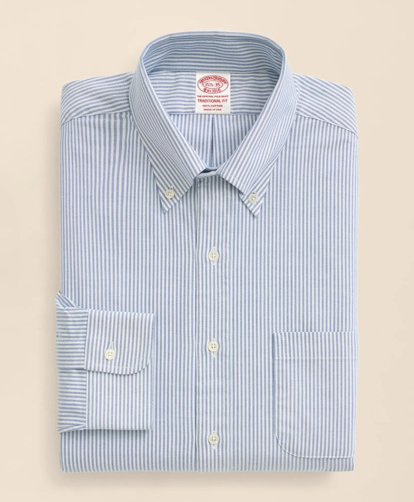 American-Made Oxford Cloth Button-Down Stripe Dress Shirt | Brooks Brothers online shop