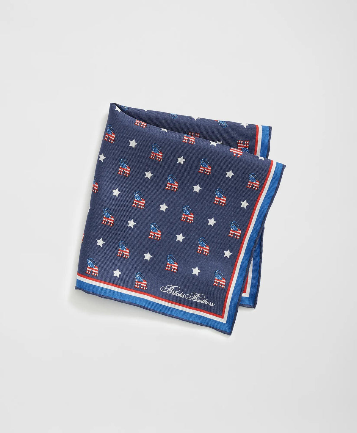 Elephant Motif Silk Pocket Square | Brooks Brothers online shop
