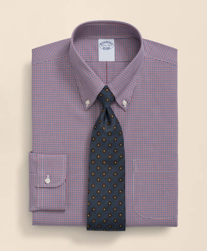 Big & Tall Stretch Supima® Cotton Non-Iron Poplin Polo Button-Down Collar, Checked Dress Shirt | Brooks Brothers online shop