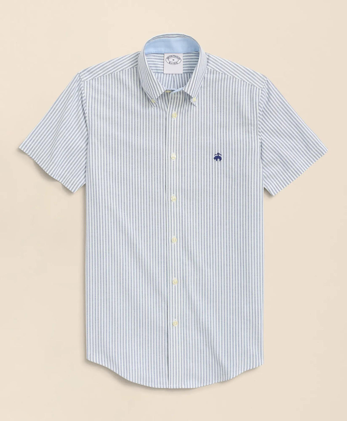 Stretch Non-Iron Oxford Button-Down Collar, Bengal Stripe Short- Sleeve Sport Shirt | Brooks Brothers on sale