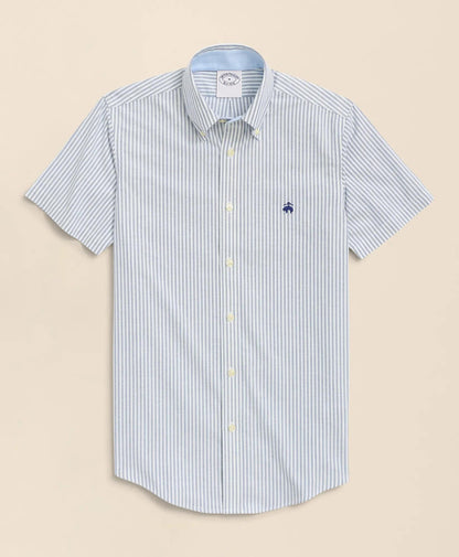 Stretch Non-Iron Oxford Button-Down Collar, Bengal Stripe Short- Sleeve Sport Shirt | Brooks Brothers on sale