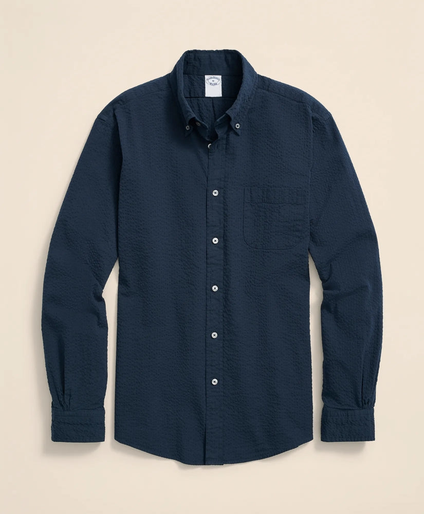 Washed Cotton Seersucker Button-Down Collar Sport Shirt | Brooks Brothers on sale