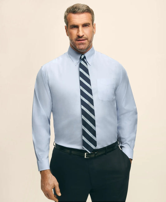 Big & Tall Stretch Dress Shirt, Non-Iron Pinpoint Button-Down Collar | Brooks Brothers online shop