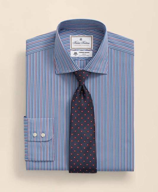 Brooks Brothers X Thomas Mason® Cotton English Collar, Multi-Striped Dress Shirt | Brooks Brothers sale