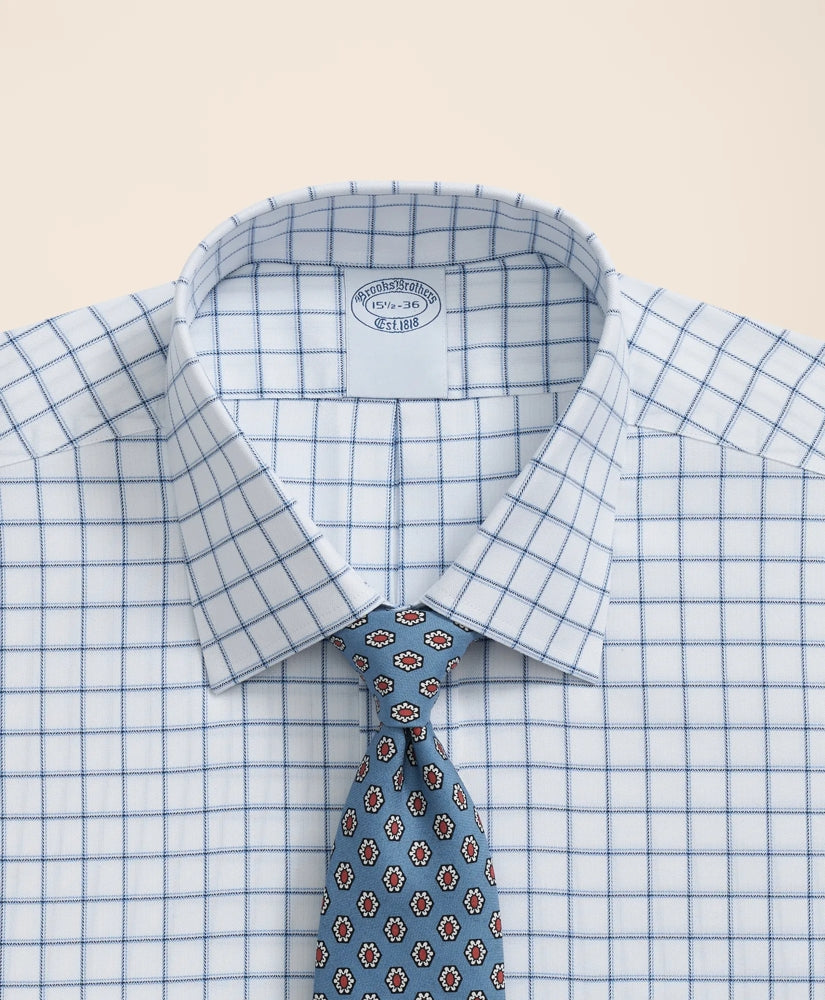 Brooks Brothers Explorer Collection Non-Iron Twill Ainsley Collar, Windowpane Dress Shirt | Brooks Brothers discount