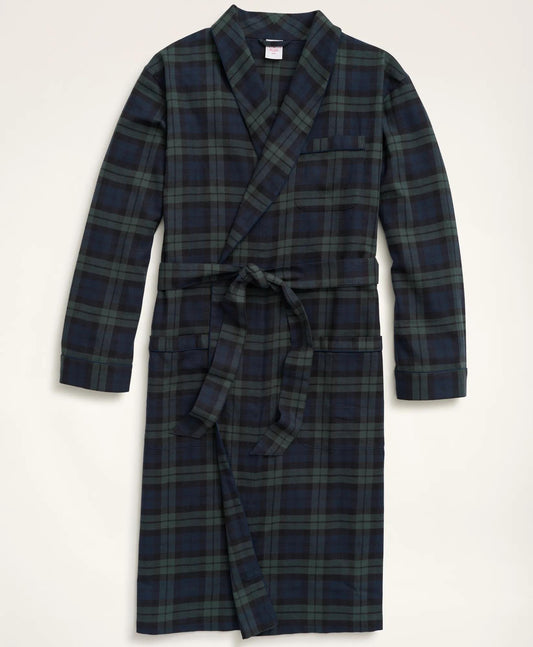Cotton Flannel Black Watch Robe | Brooks Brothers sale