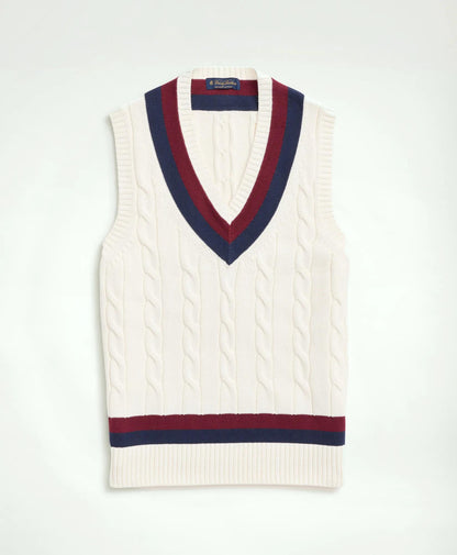 Vintage-Inspired Tennis V-Neck Vest in Supima® Cotton | Brooks Brothers online shop