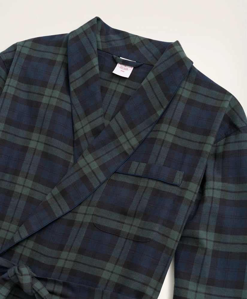 Cotton Flannel Black Watch Robe | Brooks Brothers sale