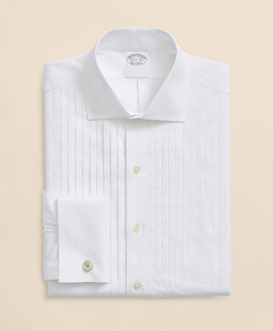 Stretch Cotton Broadcloth English Collar, 10-Pleat Tuxedo Shirt | Brooks Brothers outlet