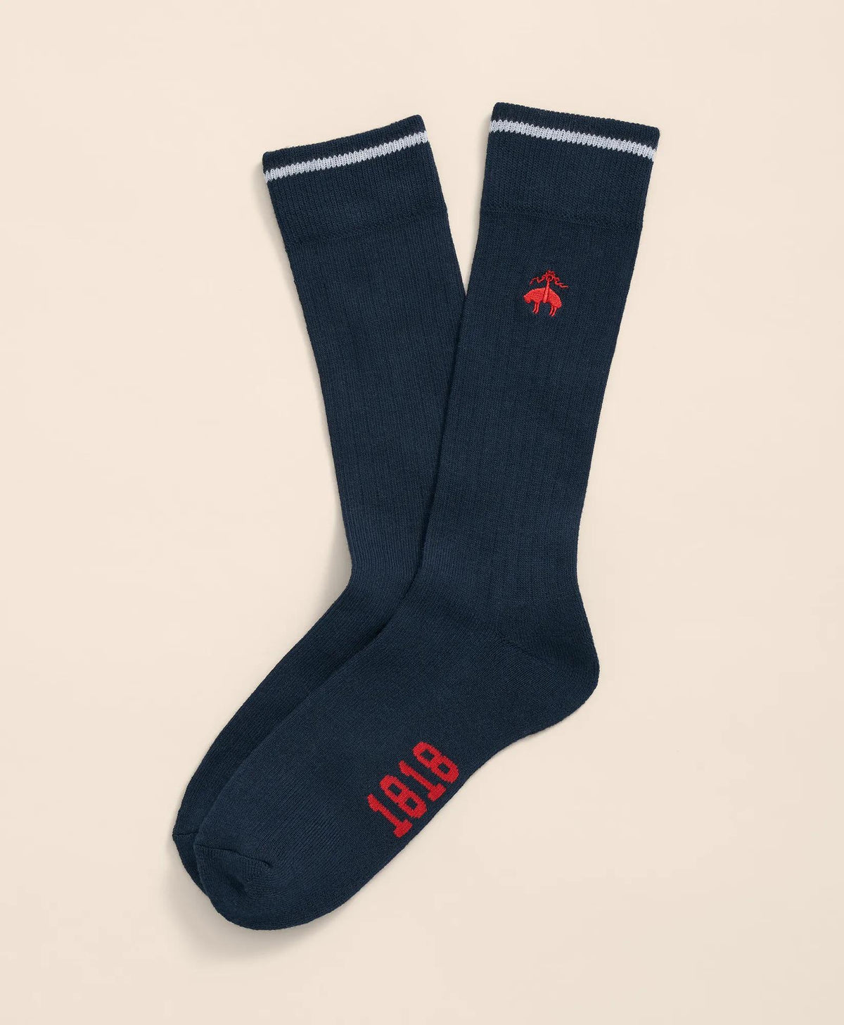 Cotton Blend Contrast Tipped Ribbed Socks with Golden Fleece® Embroidery | Brooks Brothers outlet