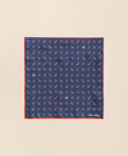 Donkey Motif Silk Pocket Square | Brooks Brothers online shop