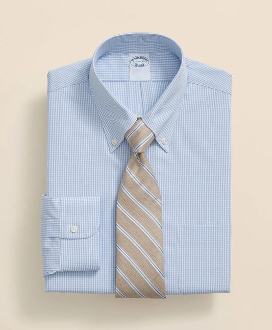 Pure Supima® Cotton Regular-Finish Polo Button Down Collar, Micro Windowpane Dress Shirt | Brooks Brothers for sale