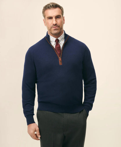 Big & Tall 3-Ply Cashmere Quarter-Zip Sweater | Brooks Brothers outlet