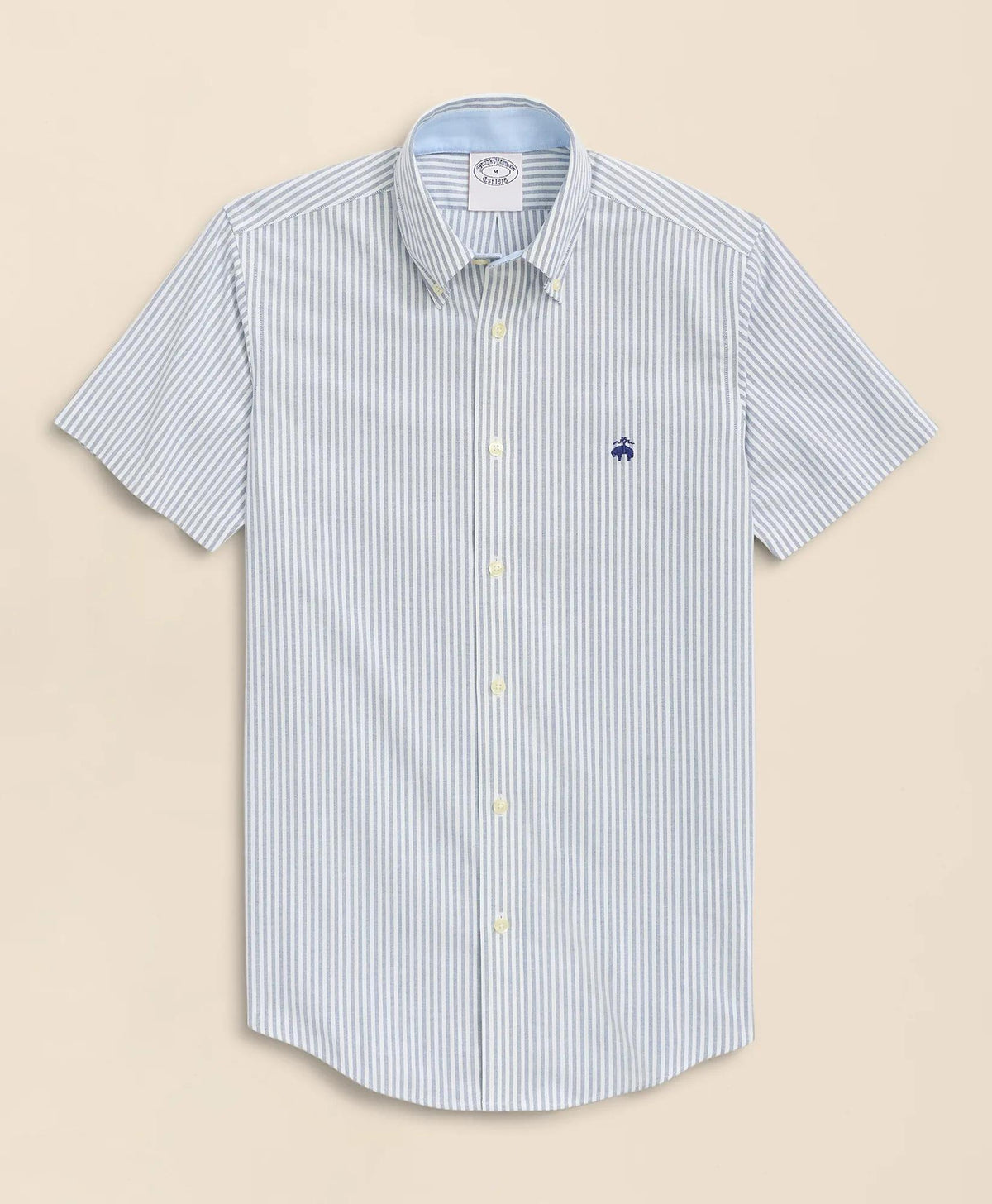 Stretch Non-Iron Oxford Button-Down Collar, Bengal Stripe Short- Sleeve Sport Shirt | Brooks Brothers on sale