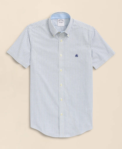 Stretch Non-Iron Oxford Button-Down Collar, Bengal Stripe Short- Sleeve Sport Shirt | Brooks Brothers on sale