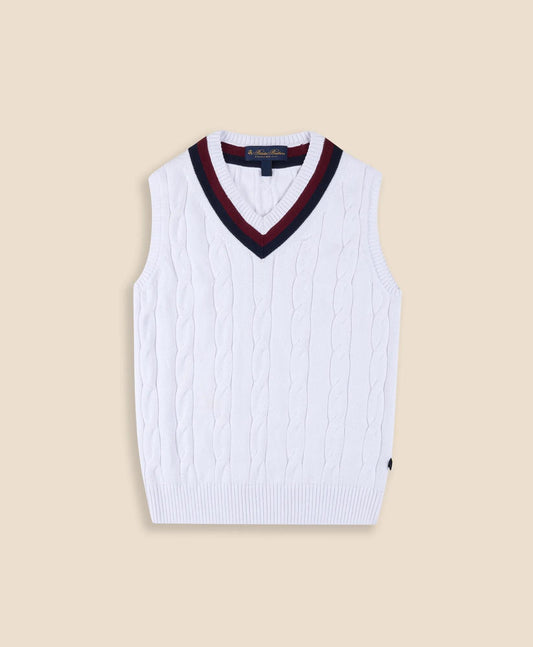 Boys Classic Cable Knit Tennis Vest | Brooks Brothers outlet
