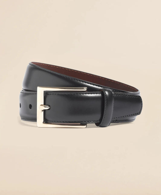 Gold Buckle Leather Dress Belt | Brooks Brothers online shop