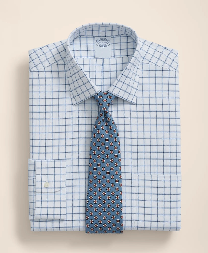 Brooks Brothers Explorer Collection Non-Iron Twill Ainsley Collar, Windowpane Dress Shirt | Brooks Brothers discount