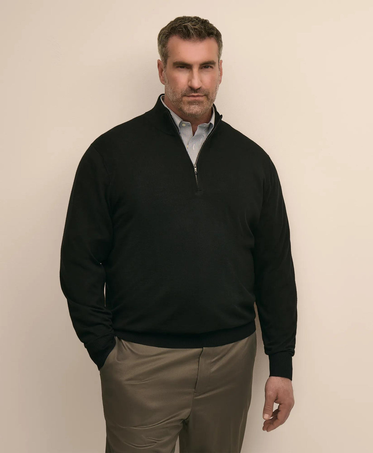 Big & Tall Ultimate Merino Wool Quarter-Zip Sweater | Brooks Brothers online shop