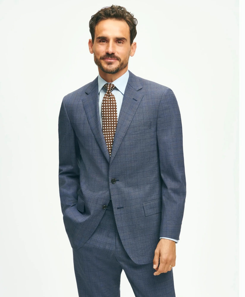 Traditional Fit Wool Checked 1818 Suit | Brooks Brothers online shop
