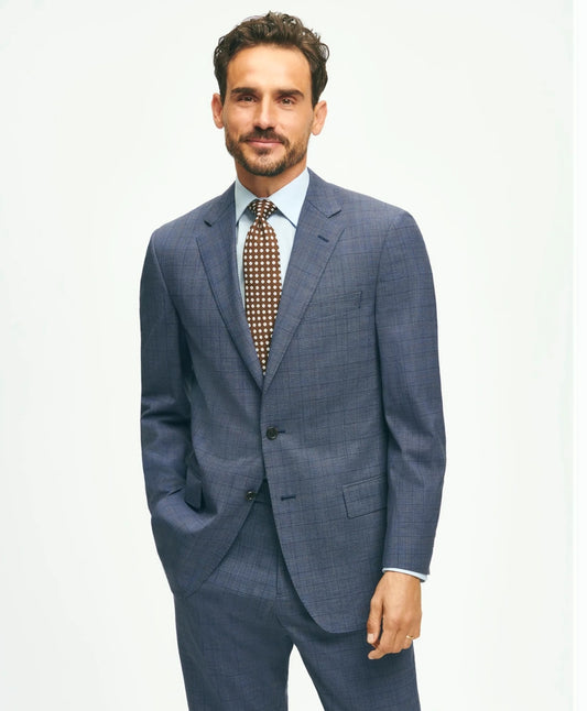 Traditional Fit Wool Checked 1818 Suit | Brooks Brothers online shop