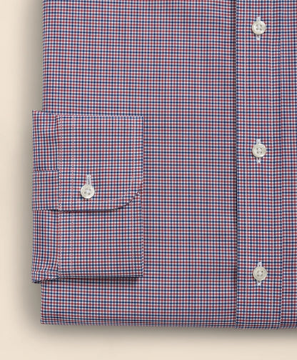 Big & Tall Stretch Supima® Cotton Non-Iron Poplin Polo Button-Down Collar, Checked Dress Shirt | Brooks Brothers online shop