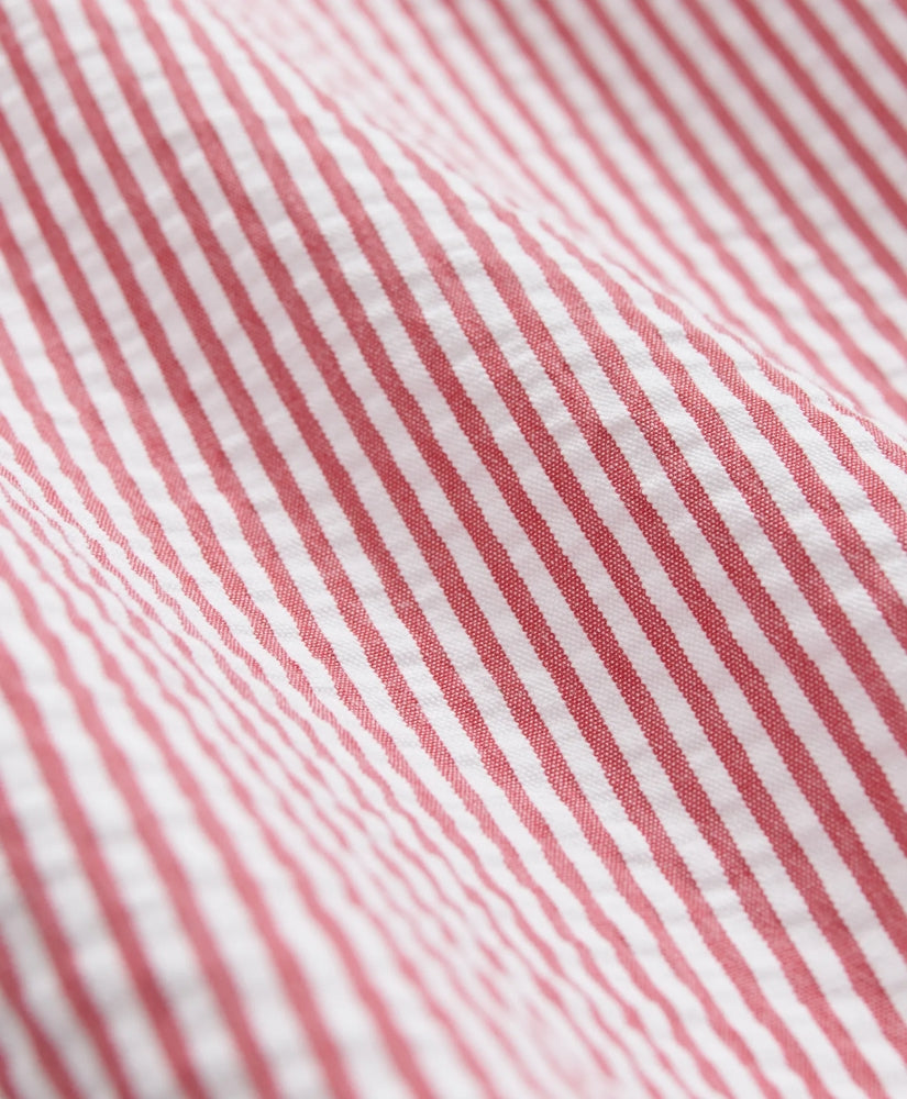 Washed Cotton Seersucker Button-Down Collar, Stripe Short-Sleeve Sport Shirt | Brooks Brothers online shop